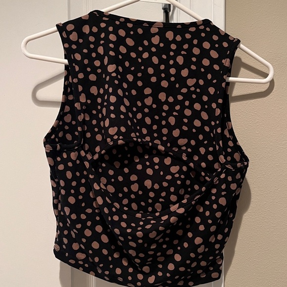 White Birch Black and Tan Polka Dot Crop Top - Picture 2 of 3